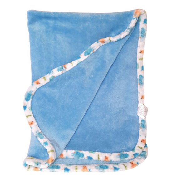 2020 Le Bebe Favorite Dinosaur Trim Baby Blue Security Lovey Blanket 29" X 38" - Picture 2 of 6